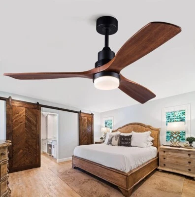 BOJUE 60" Ceiling Fan DY-1620-1L 3 Wood Blades LED 3 Light Mode REMOTE CONTROL  - Image 1 of 4