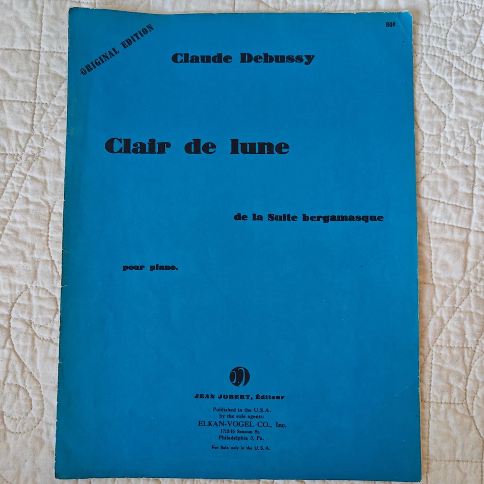 Rare 1927 Vtg "Clair De Lune" By Claude Debussy Song Piano Music Sheet - Image 1 of 4