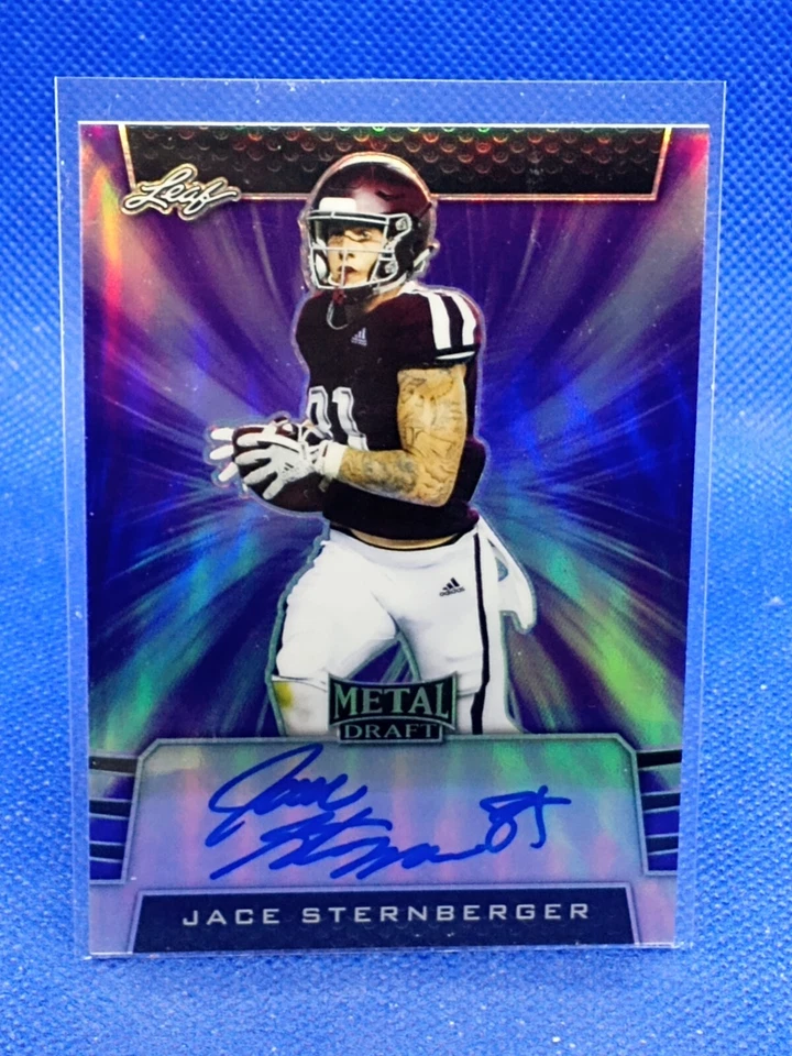 2019 Leaf Metal Draft Jace Sternberger #PV-JS3 Rookie Auto RC PURPLE ***21/25*** - Image 1 of 2