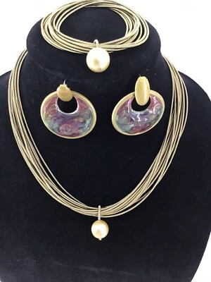 Beautiful Custom Jewelry Copper Flux Pearl Necklace , earring & Bracelet set - Image 1 of 4