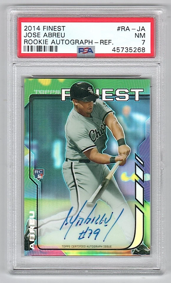 2014 Topps Finest Refractor Jose Abreu White Sox Rookie Auto PSA 7 - Image 1 of 2