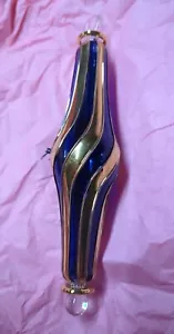 Vidrio egipcio soplado a mano azul con adorno dorado de 8"" x 2"" adorno de Navidad - Imagen 1 de 5
