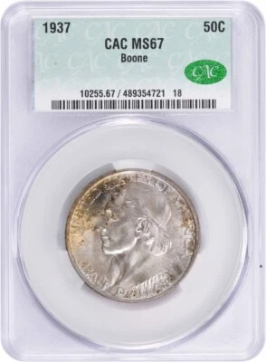 Boone Commemorative Silver Half Dollar 1937 MS67 CACG - Image 1 of 4