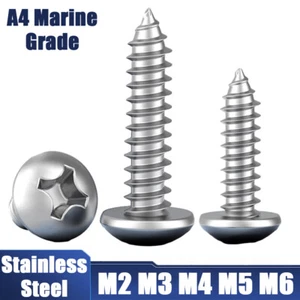 Pozi Pan Self Tapping Screws A4 Marine Grade 316 Stainless Steel M2 M3 M4 M5 M6 - Picture 1 of 6