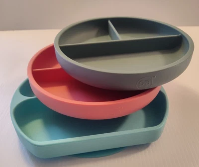 Placas de Silicona para Alimentación de Bebés Lote de 3=BUMKINS + OB DESIGNS Fondo de Succión EC Foto 1 de 4
