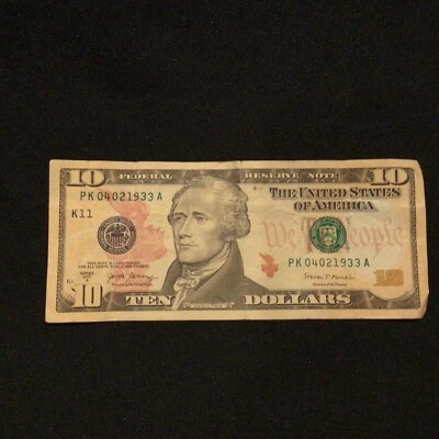 TRUE BIRTHDAY BILL SERIAL NUMBER $10 DOLLAR NOTE 04021933 April 2nd 1933 (2017A) - Image 1 of 4