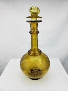 SELTENE VIKTORIANISCHE MASSIVE GELBE KRISTALLGLAS KARAFFE & STOPFEN NEW ORLEANS NACHLASS - Bild 1 von 12