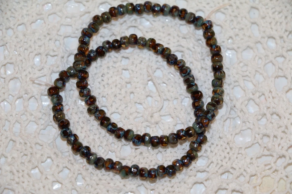 1152b, Ámbar y Verde Mar con Acabado Picasso, 25 Cuentas Tri-Cut (tri-34) Foto 1 de 1