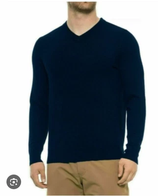Suéter Tahari para hombre azul marino cuello en V 109 % lana merino Foto 1 de 4