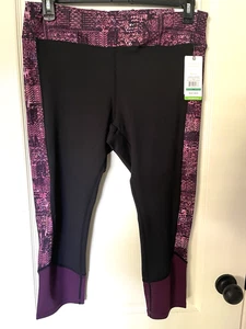 Capris Gaiam Om Fit Damas Yoga/Active Talla XL Negro con Rosa y Púrpura Nuevo con Etiquetas - Imagen 1 de 4