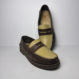 Sperry Eco Original Penny doppelte Sohle Krokoprägung Halbschuhe hellbraun Schuhe Herren Größe 9,5 - Bild 1 von 6