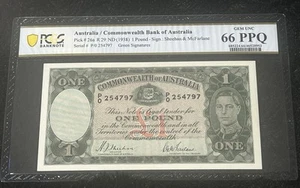 1938 Australia Banknote : Sheehan & McFarlane One Pound PCGS Gem UNC66 PPQ - Picture 1 of 2