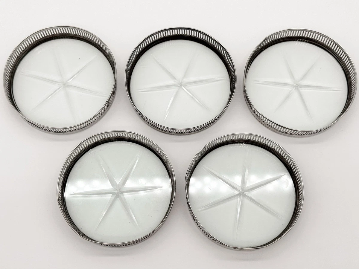 FRANK M. WHITING】 【純銀/ガラス】コースター 5個組 FRANK M
