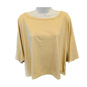 Fly Style Washed Yellow Flatter Sleeve Tee L large lulu neutral crop minimalist - Bild 1 von 11