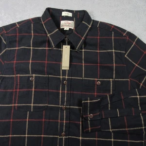 J Crew Flanellhemd Herren Large schwarz Tartan kariert mittelschwer doppelt angeraut neu mit Etikett - Bild 1 von 9