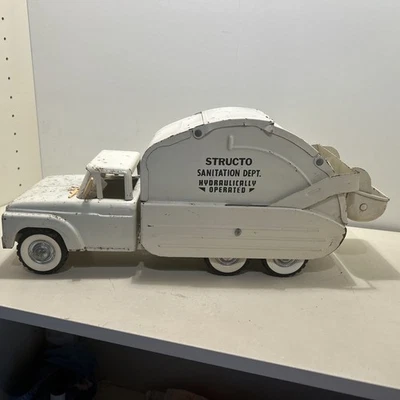 Camión de basura hidráulico Structo blanco vintage Foto 1 de 4