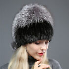 100% prawdziwy kapelusz z futra norek zimowy ciepły dzianinowy wełniany kapelusz z futrem lisa pom