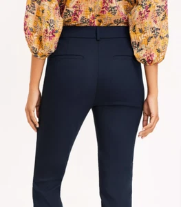 Designer Ann Taylor Loft Sutton Pant 8 NWT Skinny Ankle mid rise Navy Stretch - Picture 1 of 8