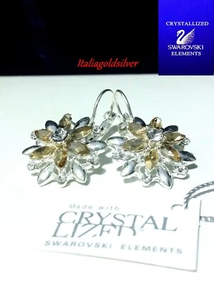 Orecchini Donna Rod. Argento SWAROVSKI ORIGINALI Ragazza Sposa Oro Cristalli  - Immagine 1 di 4