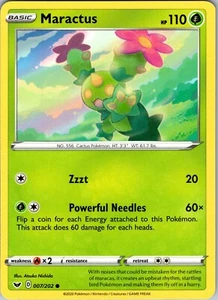 Pokemon TCG Maractus Sword & Shield Base Set 007/202 Regular Common Card NM - Picture 1 of 2