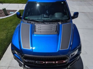 2017 Ford Raptor Dual Hood Stripes With Pinstripes Vinyl Graphics Decals 2018 - Picture 1 of 4