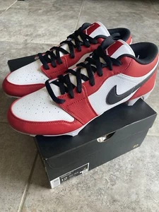 Air Jordan 1 TD Cleat Low Chicago Football FJ6245-106 Size 12 PE Banned NFL NIKE - Picture 1 of 8