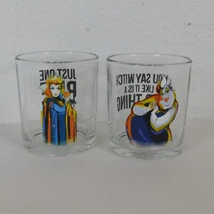 Lot of 2 Disney Villain Whiskey Rocks Tumbler Glass Maleficent Ursula Quote FLAW - Picture 1 of 11