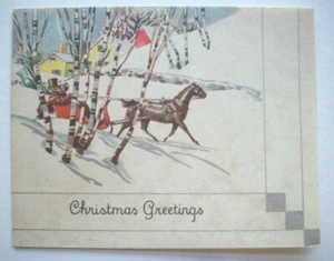30's Sleigh ride through the trees Christmas greeting card *B7 - Picture 1 of 3