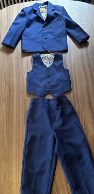 Peanut Butter Collection Joey Indigo Boy's 3 Piece Suit Size 4 Paisley Vest - Изображение 1 из 4