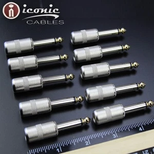 10 Pack ICONIC 101 1/4" 6.35mm Audio Cable Plug Connector 1" Short Barrel  - Picture 1 of 7