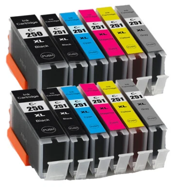 Printer Ink Tanks + smartchip for PGI-250XL CLI-251XL Canon MG7520 MG7120 MG6320 - Image 1 of 4
