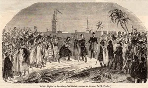 IMAGE 1849 ENGRAVING ALGERIE INVESTITURE D UN KHAKIFAH - Picture 1 of 1
