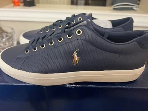 POLO RALPH LAUREN Longwood Navy Perf Nappa Polpaccio Liscio 9 D (M) - Foto 1 di 5