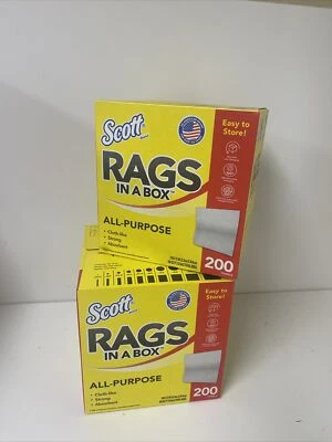 Paquete de 2 toallas multiusos Scott 75260 Rags-In-A-Box, blancas, 200 trapos cada una nuevas Foto 1 de 3