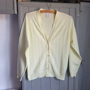 Cárdigan retro vintage años 60 70 neón limón talla 12 encaje - Imagen 1 de 5
