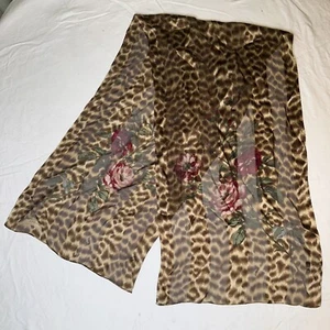 Vintage Ralph Lauren silk scarf. Leopard Floral. Green tag. - Picture 1 of 9