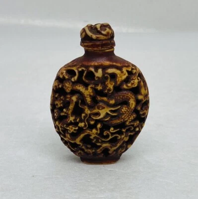 "Antigua botella de tabaco de perfume dragón volador tallado chino de 1920 2,5"" decoración artística" Foto 1 de 4