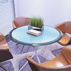 28" Inch Round Tempered Glass Table Top Clear Glass 1/2" Inch Thick Beveled Poli - Picture 1 of 13