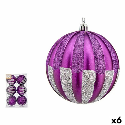 Set de Bolas de Navidad Krist+ Morado Plateado PVC 10 cm [6 Unidades] - Imagen 1 de 2