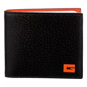 Gucci G Detail Leather Bifold Wallet Black and Orange - Picture 1 of 3
