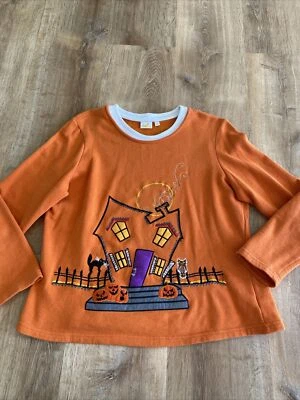 Vintage Halloween Crewneck Sweatshirt Haunted House Rollkragen Pullover Sweater - Bild 1 von 4