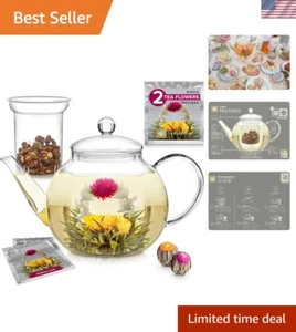 Stovetop & Microwave Safe Glass Teapot 40 oz with Removable Loose Tea Glass I... - Picture 1 of 9