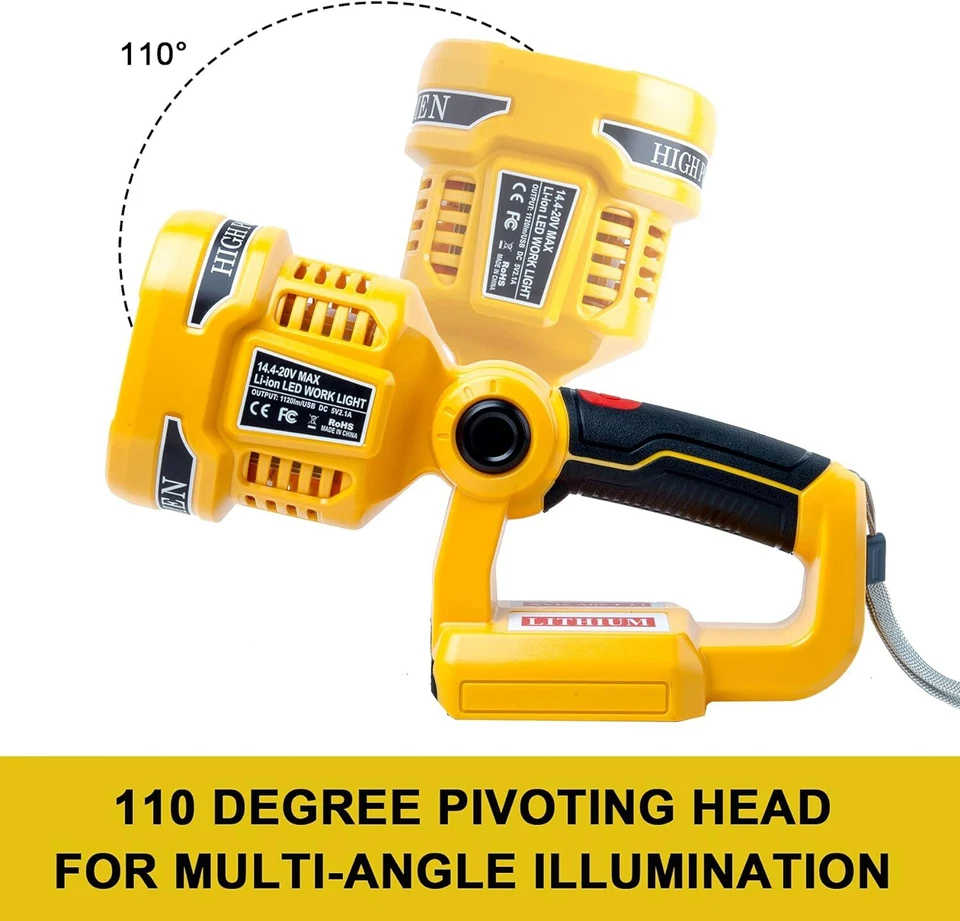 1120LM Flashlight LED Work Light Jobsite Spotlight For DeWalt 20V Li-Ion Battery - Image 1 of 4