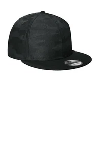 New Era Camo Flat Bill Snapback Cap Black/Black Camo { NE407 } - Picture 1 of 4