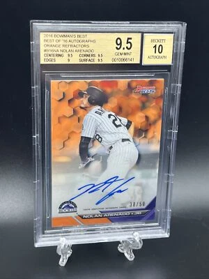 2016 Bowman’s Best Nolan Arenado Orange Refractor Autograph #’D 38/50 BGS 9.5/10 - Image 1 of 4