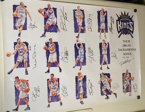 2002 SACRAMENTO KINGS Season Ticket Holder 24 x 36 Poster Litho - Artist Signed Cover