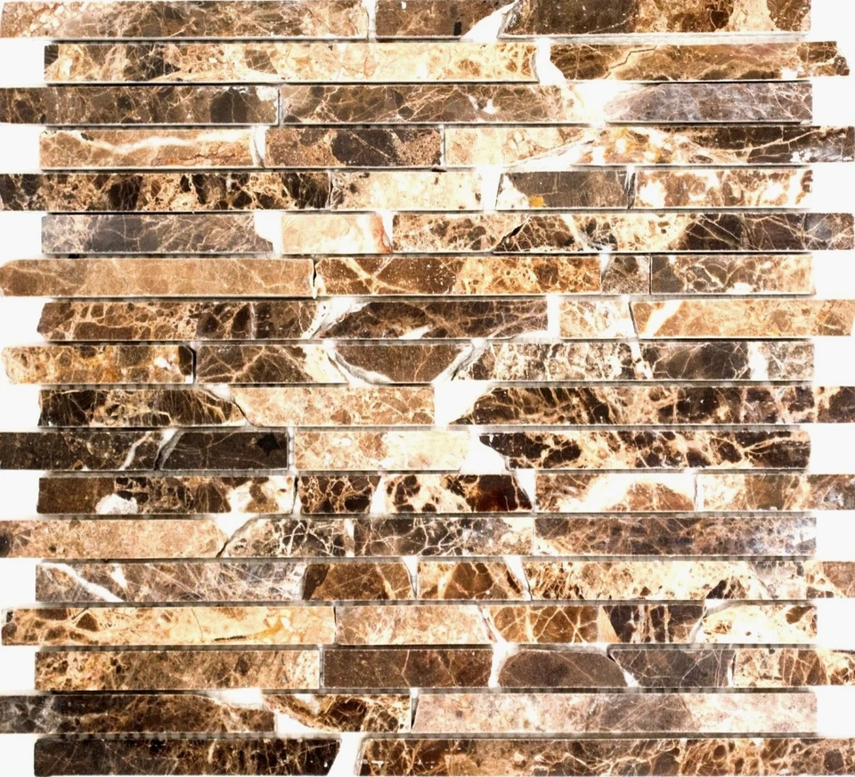 Mosaïque carreau marbre pierre naturelle impala marron poli 40-1306_f |10plaques - Photo 1/3