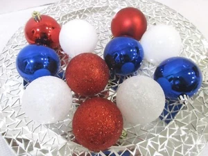 Patriotic Ornaments Red White Blue Plastic 4h of July Decor Decor 2.5" Set Of 12 - Picture 1 of 2