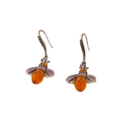 Unique Bee Shape Retro Fashion Silvery Charm Earrings Orange Gift Women Girl New - Image 1 of 4