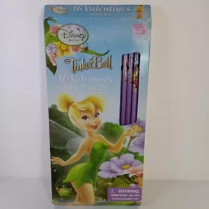 NEW Open Box Tinker Bell Disney Fairies Valentines Cards 16 w Pencils - Picture 1 of 8